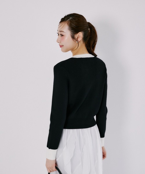 tocco closet（トッコ　クローゼット）の「ウール混パッチポケットカーディガン（カーディガン/ボレロ・レディース・ライトピンク/ブラック×ホワイト/ブラック・M）」の9枚目の写真
