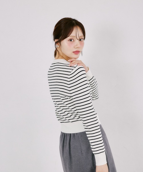 tocco closet（トッコ　クローゼット）の「ウール混パッチポケットカーディガン（カーディガン/ボレロ・レディース・ライトピンク/ブラック×ホワイト/ブラック・M）」の17枚目の写真