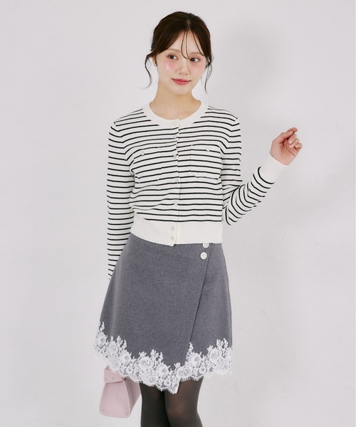 tocco closet（トッコ　クローゼット）の「ウール混パッチポケットカーディガン（カーディガン/ボレロ・レディース・ライトピンク/ブラック×ホワイト/ブラック・M）」の13枚目の写真