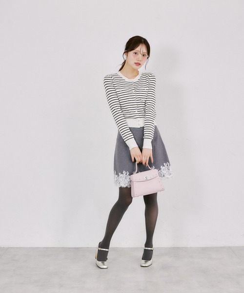 tocco closet（トッコ　クローゼット）の「ウール混パッチポケットカーディガン（カーディガン/ボレロ・レディース・ライトピンク/ブラック×ホワイト/ブラック・M）」の11枚目の写真