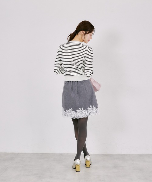tocco closet（トッコ　クローゼット）の「ウール混パッチポケットカーディガン（カーディガン/ボレロ・レディース・ライトピンク/ブラック×ホワイト/ブラック・M）」の12枚目の写真