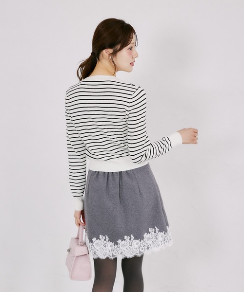 tocco closet（トッコ　クローゼット）の「ウール混パッチポケットカーディガン（カーディガン/ボレロ・レディース・ライトピンク/ブラック×ホワイト/ブラック・M）」の18枚目の写真
