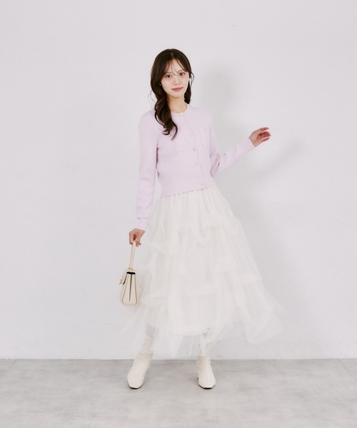 tocco closet（トッコ　クローゼット）の「ウール混パッチポケットカーディガン（カーディガン/ボレロ・レディース・ライトピンク/ブラック×ホワイト/ブラック・M）」の20枚目の写真