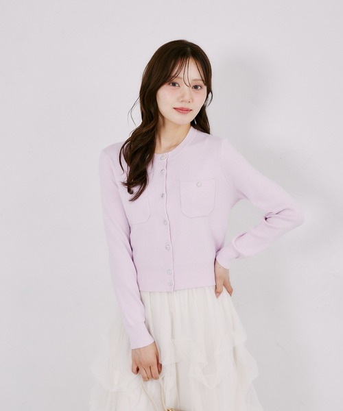 tocco closet（トッコ　クローゼット）の「ウール混パッチポケットカーディガン（カーディガン/ボレロ・レディース・ライトピンク/ブラック×ホワイト/ブラック・M）」の22枚目の写真