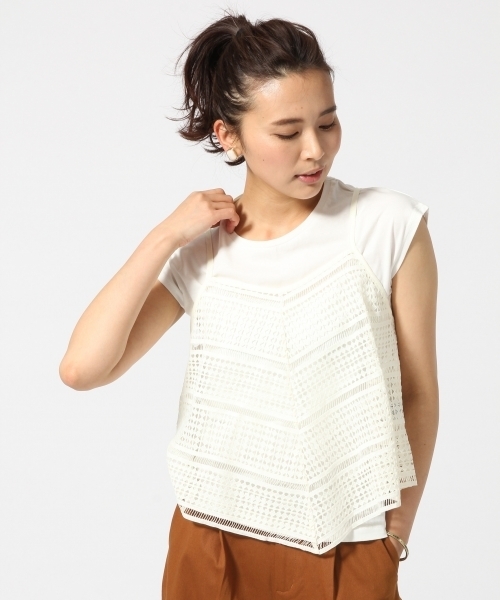 GLOBAL WORK（グローバルワーク）の「アソートキャミレイヤー半袖/713157（Tシャツ/カットソー・レディース・その他/ホワイト/ブラック/ブルー/ネイビー・LARGE/MEDIUM）」の2枚目の写真