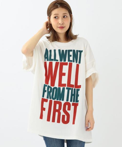 Another Edition（アナザーエディション）の「ビッグロゴT/ AEBC BIG ロゴ TEE◆（Tシャツ/カットソー・レディース・ホワイト/ライトグレー/ネイビー・フリー）」の2枚目の写真