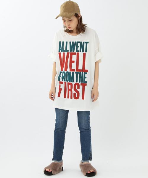 Another Edition（アナザーエディション）の「ビッグロゴT/ AEBC BIG ロゴ TEE◆（Tシャツ/カットソー・レディース・ホワイト/ライトグレー/ネイビー・フリー）」の12枚目の写真