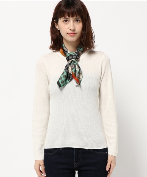 SEVENDAYS=SUNDAY（セブンデイズサンデイ）の「・スカーフ付リブニットプルオーバー（ニット/セーター・レディース・ネイビー/オフホワイト/グレー/キャメル・M/L）」の10枚目の写真