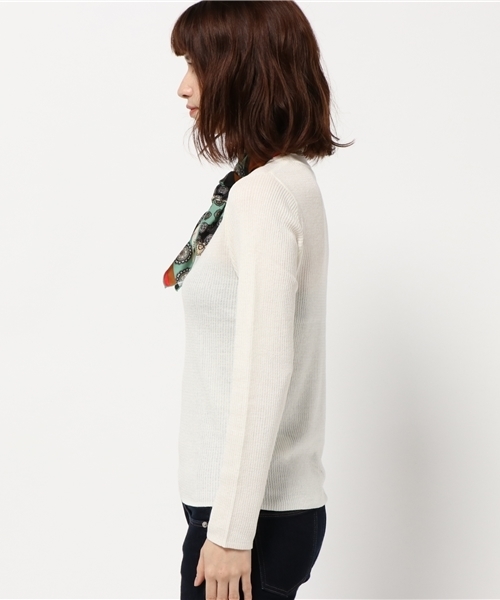 SEVENDAYS=SUNDAY（セブンデイズサンデイ）の「・スカーフ付リブニットプルオーバー（ニット/セーター・レディース・ネイビー/オフホワイト/グレー/キャメル・M/L）」の11枚目の写真