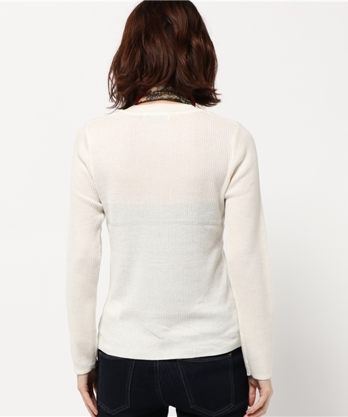 SEVENDAYS=SUNDAY（セブンデイズサンデイ）の「・スカーフ付リブニットプルオーバー（ニット/セーター・レディース・ネイビー/オフホワイト/グレー/キャメル・M/L）」の12枚目の写真