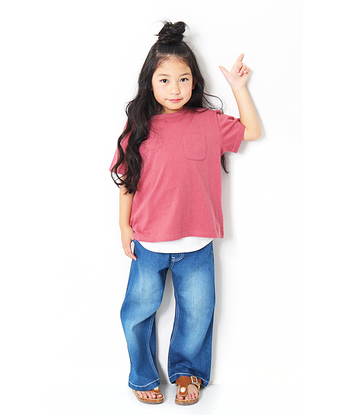 devirock（デビロック）の「BIGシルエット半袖Tシャツ ビッグT BIGTシャツ（Tシャツ/カットソー・キッズ・ホワイト/ブルー/ブラック/カーキ/杢グレー/グリーン系その他/パープル系その他・100cm/110cm/140cm/120cm/130cm/160cm/150cm）」の11枚目の写真