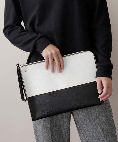 MONO-MART クラッチバッグ メンズ PUレザー MONO-MART（モノマート）の「PU Leather Square Clutch Bag