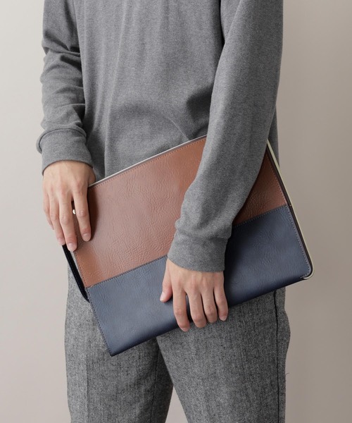 MONO-MART クラッチバッグ メンズ PUレザー MONO-MART（モノマート）の「PU Leather Square Clutch Bag