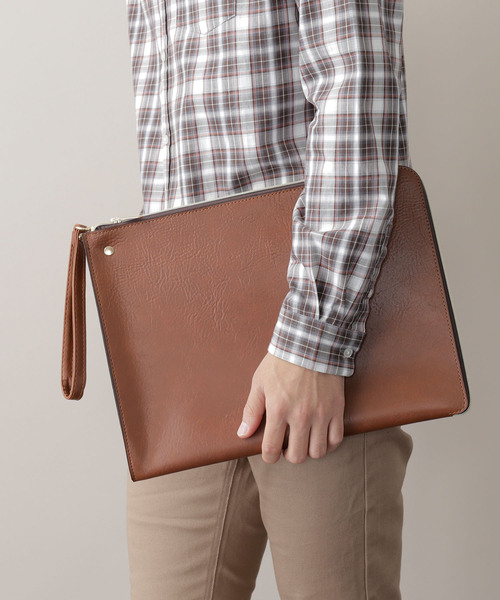 MONO-MART クラッチバッグ メンズ PUレザー MONO-MART（モノマート）の「PU Leather Square Clutch Bag