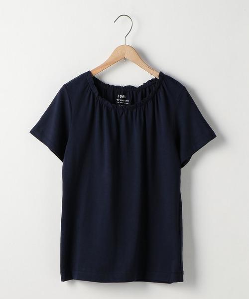 coen（コーエン）の「スラブギャザーネックTシャツ（Tシャツ/カットソー・レディース・ホワイト/イエロー/ライム/ネイビー・LARGE/MEDIUM）」の3枚目の写真