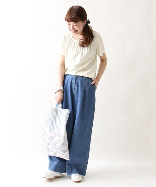 coen（コーエン）の「スラブギャザーネックTシャツ（Tシャツ/カットソー・レディース・ホワイト/イエロー/ライム/ネイビー・LARGE/MEDIUM）」の16枚目の写真