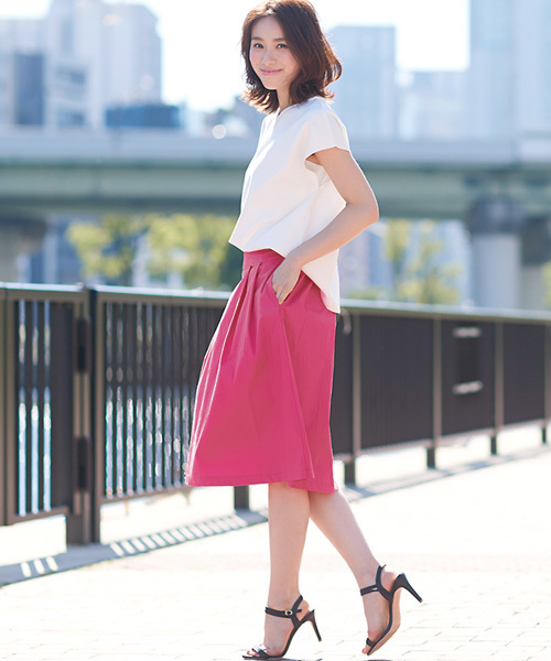 Pierrot（ピエロ）の「フロントタックスカート（スカート・レディース・ピンク/ブルー/ブラック/カーキ/ベージュ・M/L）」の22枚目の写真