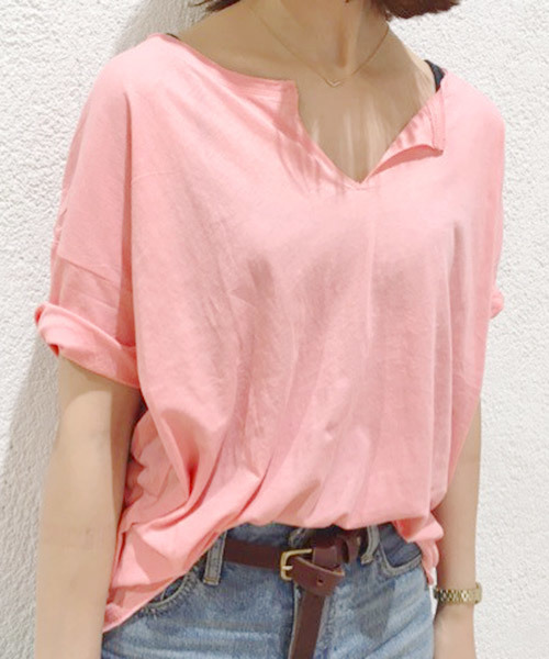 Ungrid アングリッド の ネックカットハーフスリーブtee Tシャツ カットソー Wear