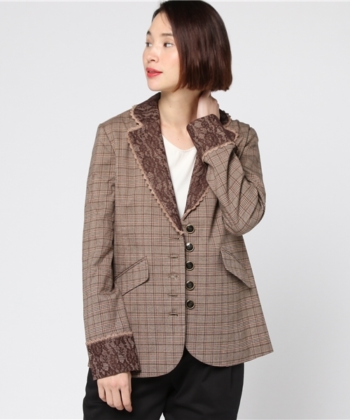 axes femme（アクシーズファム）の「グレンチェック柄テーラーJK