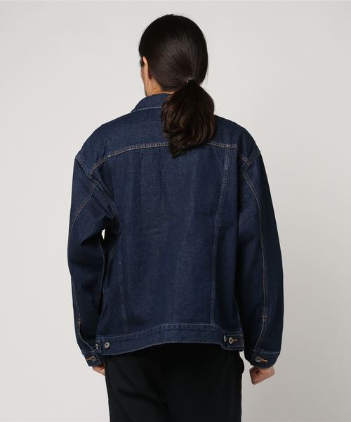 WEGO（ウィゴー）の「WEGO/ビッグシルエットデニムGジャン（デニムジャケット・メンズ・ダークインディゴブルー/ライトインディゴブルー・LARGE/MEDIUM）」の3枚目の写真