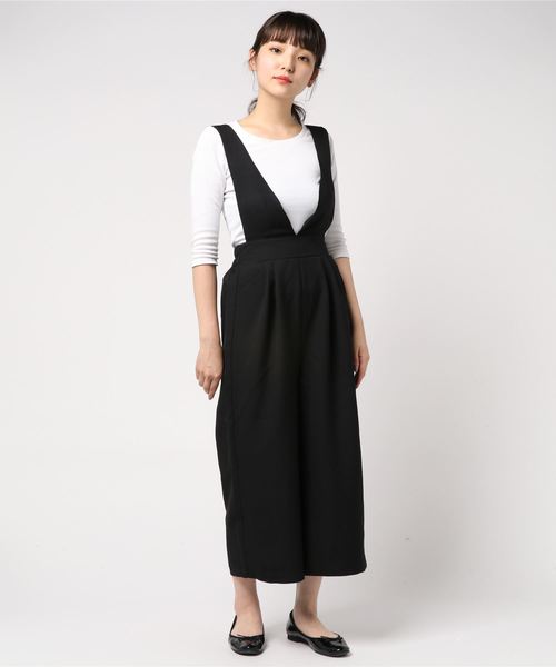 Pierrot（ピエロ）の「ワイドコンビネゾン（サロペット/オーバーオール・レディース・ブラック/イエロー系その他/ネイビー・M）」の6枚目の写真