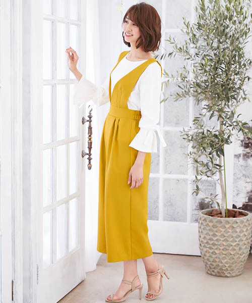 Pierrot（ピエロ）の「ワイドコンビネゾン（サロペット/オーバーオール・レディース・ブラック/イエロー系その他/ネイビー・M）」の7枚目の写真