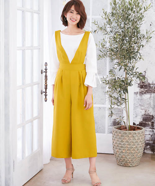 Pierrot（ピエロ）の「ワイドコンビネゾン（サロペット/オーバーオール・レディース・ブラック/イエロー系その他/ネイビー・M）」の8枚目の写真