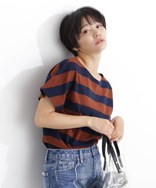FREE'S MART（フリーズマート）の「ワッフルボーダーカットソー（Tシャツ/カットソー・レディース・ホワイト系その他/ブラウン系その他・FREE）」の7枚目の写真