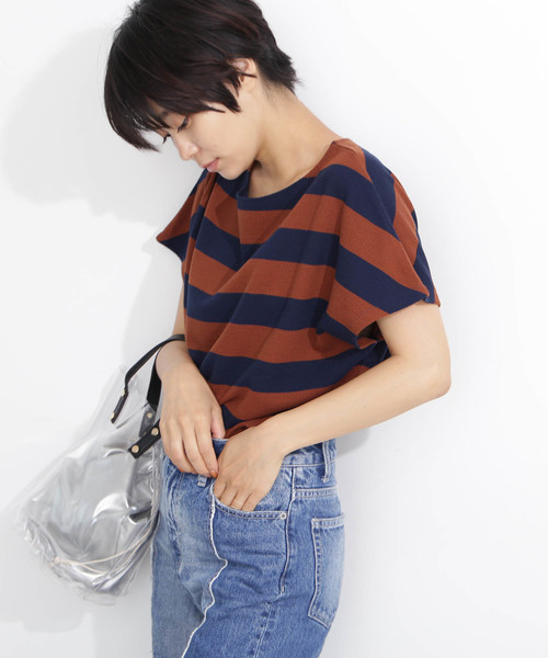 FREE'S MART（フリーズマート）の「ワッフルボーダーカットソー（Tシャツ/カットソー・レディース・ホワイト系その他/ブラウン系その他・FREE）」の8枚目の写真