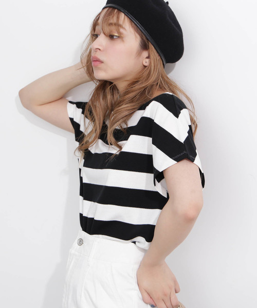 FREE'S MART（フリーズマート）の「ワッフルボーダーカットソー（Tシャツ/カットソー・レディース・ホワイト系その他/ブラウン系その他・FREE）」の12枚目の写真