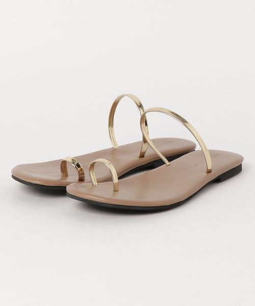2点10-20%off 親指リングサンダル　リボンサンダル　クリスタルサンダル ループベルトor親指リング選べる2タイプフラットサンダル
