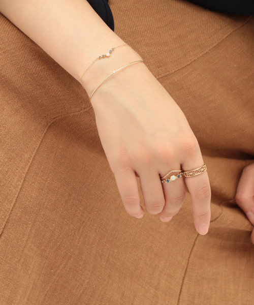 agete アガット13号　天然石リング　k10 オパール×ブルトパ×クォーツ 美品 agete アガット K10 オパール トパーズ クオーツ リング 13