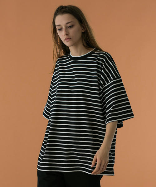 MONKEY TIME(モンキータイム)の「<monkey time> SIL/BORDER WIDE TEE/ワイドTシャツ(Tシャツ/カットソー・メンズ・ベージュ/ブラック・SMALL/MEDIUM/X-LARGE/LARGE)」の9枚目の写真