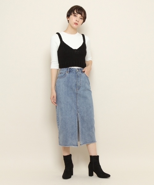 PAGEBOY(ページボーイ)の「デニムナロースカート(デニムスカート・レディース・ブラック/サックスブルー/インディゴブルー・SMALL/MEDIUM)」の5枚目の写真