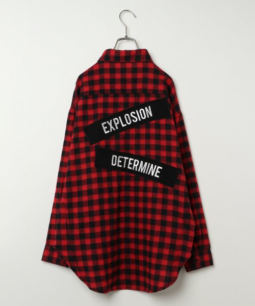 VENCEEXCHANGE（ヴァンスエクスチェンジ）の「バックロゴチェックシャツ（シャツ/ブラウス・レディース・ブラック/レッド/グリーン・M）」の3枚目の写真