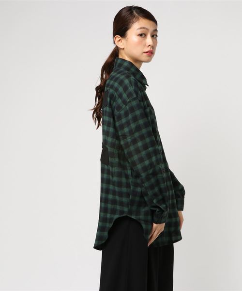 VENCEEXCHANGE（ヴァンスエクスチェンジ）の「バックロゴチェックシャツ（シャツ/ブラウス・レディース・ブラック/レッド/グリーン・M）」の11枚目の写真