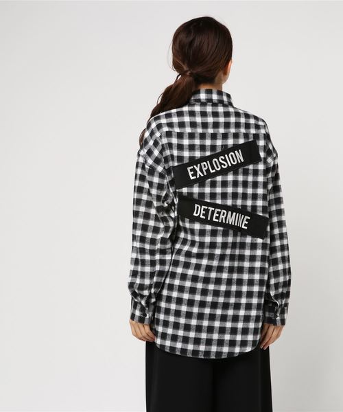 VENCEEXCHANGE（ヴァンスエクスチェンジ）の「バックロゴチェックシャツ（シャツ/ブラウス・レディース・ブラック/レッド/グリーン・M）」の5枚目の写真