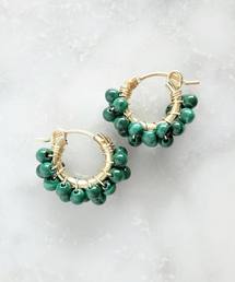 【marinaJEWELRY】14kgf/Malachite wrapped pierced earring