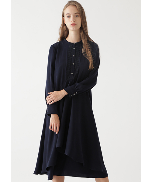 JILL STUART（ジルスチュアート）の「◆ロイススタンドカラーワンピース（ワンピース・レディース・ネイビー/オレンジ・2/4）」の2枚目の写真