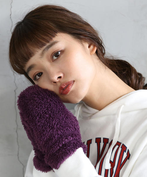 coen（コーエン）の「フリースミトン（グローブ/手袋）（手袋・レディース・ブラック/ダークグリーン/オフホワイト/パープル/イエロー・FREE）」の4枚目の写真