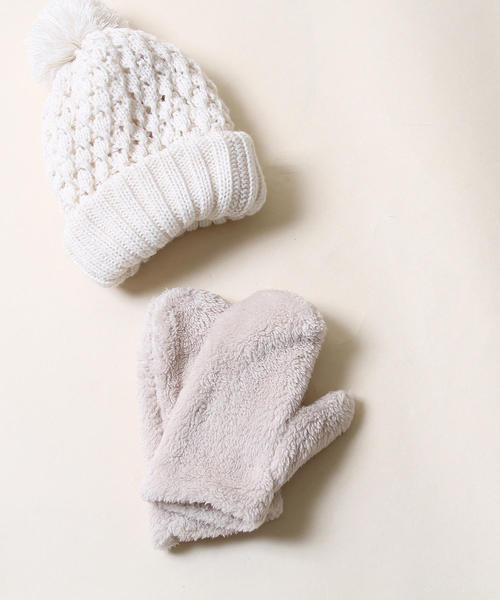 coen（コーエン）の「フリースミトン（グローブ/手袋）（手袋・レディース・ブラック/ダークグリーン/オフホワイト/パープル/イエロー・FREE）」の2枚目の写真