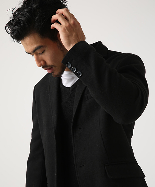 AZUL by moussy（アズールバイマウジー）の「スタンダードシングルチェスターコート（チェスターコート・メンズ・キャメル/ブラック・MEDIUM/LARGE/SMALL/X-LARGE/X-SMALL）」の9枚目の写真