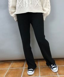裾フリルリブニットパンツ