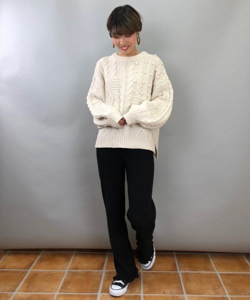 tiptop(ティップトップ)の「裾フリルリブニットパンツ(その他パンツ・レディース・ブラック/ベージュ/ブラウン・FREE)」の9枚目の写真