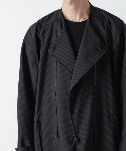 ato（アトウ）の「PINSTRIPE DOUBLE ZIP BLOUSON（モッズコート・メンズ・ブラック・44/46/48）」の8枚目の写真