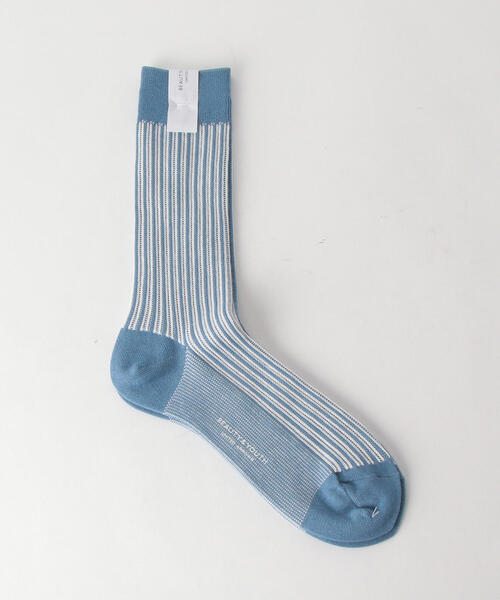 BEAUTY&YOUTH UNITED ARROWS（ビューティーアンドユースユナイテッドアローズ）の「BY ジャカード ストライプ レギュラー ソックス（ソックス/靴下・メンズ・ライトブルー/グレー・FREE）」の2枚目の写真