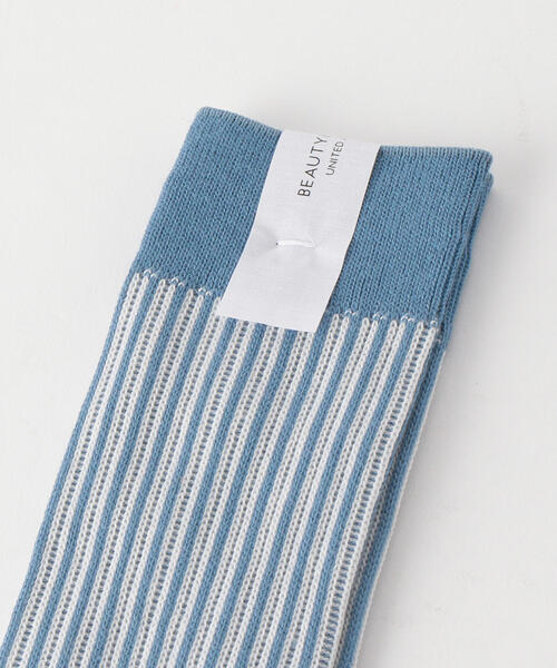 BEAUTY&YOUTH UNITED ARROWS（ビューティーアンドユースユナイテッドアローズ）の「BY ジャカード ストライプ レギュラー ソックス（ソックス/靴下・メンズ・ライトブルー/グレー・FREE）」の3枚目の写真