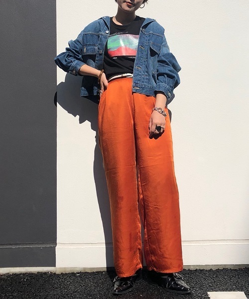 PAGEBOY（ページボーイ）の「シャイニーサテンパンツ（その他パンツ・レディース・ダークオレンジ/モカ/イエロー/サックスブルー/ピンク/ライトグレー・FREE）」の17枚目の写真