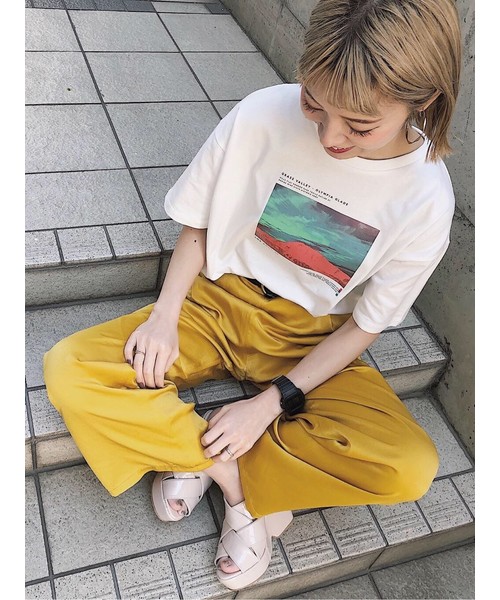 PAGEBOY（ページボーイ）の「シャイニーサテンパンツ（その他パンツ・レディース・ダークオレンジ/モカ/イエロー/サックスブルー/ピンク/ライトグレー・FREE）」の15枚目の写真