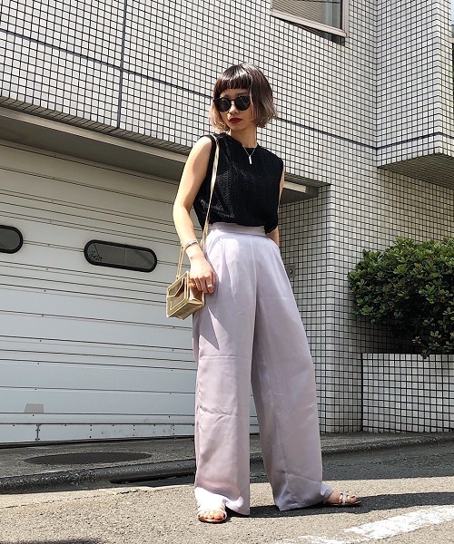 PAGEBOY（ページボーイ）の「シャイニーサテンパンツ（その他パンツ・レディース・ダークオレンジ/モカ/イエロー/サックスブルー/ピンク/ライトグレー・FREE）」の10枚目の写真